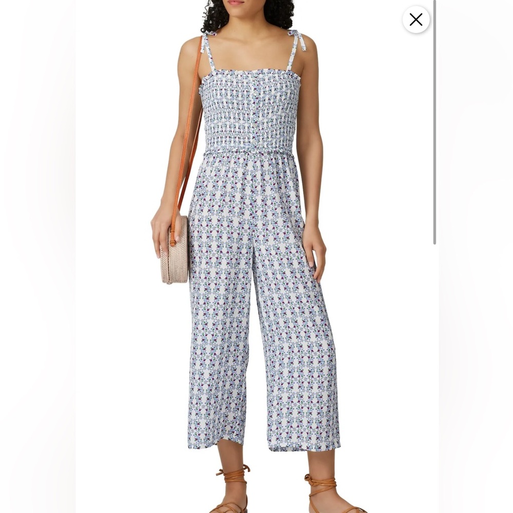 PALOMA BLUE Floral Spaghetti Strap Jumpsuit in Blue and White SIZE L